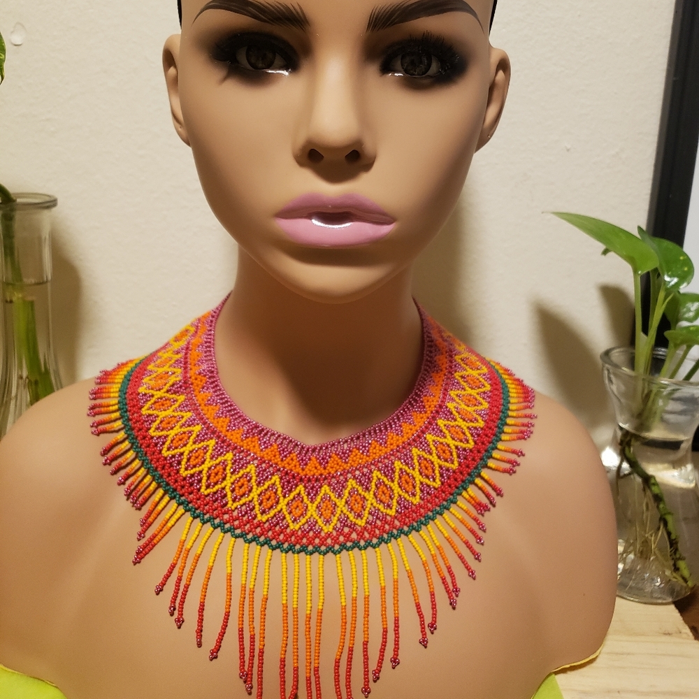 This is a beaded necklace